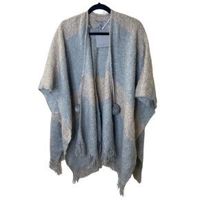 New! Andrew Marc Plaid Poncho Sweater